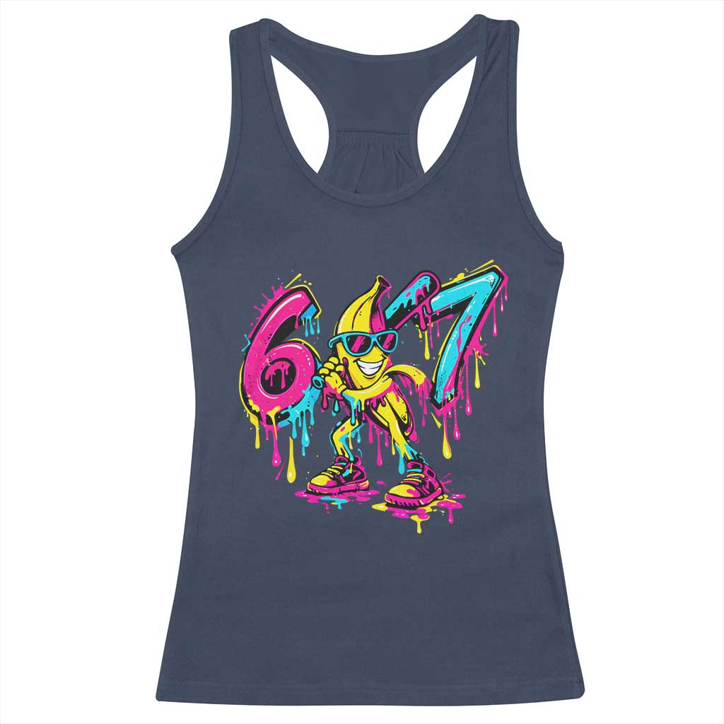 Funny 67 Banana Baseball Drip Ice Cream Six Seven Meme Racerback Tank Top TS11 Navy Print Your Wear