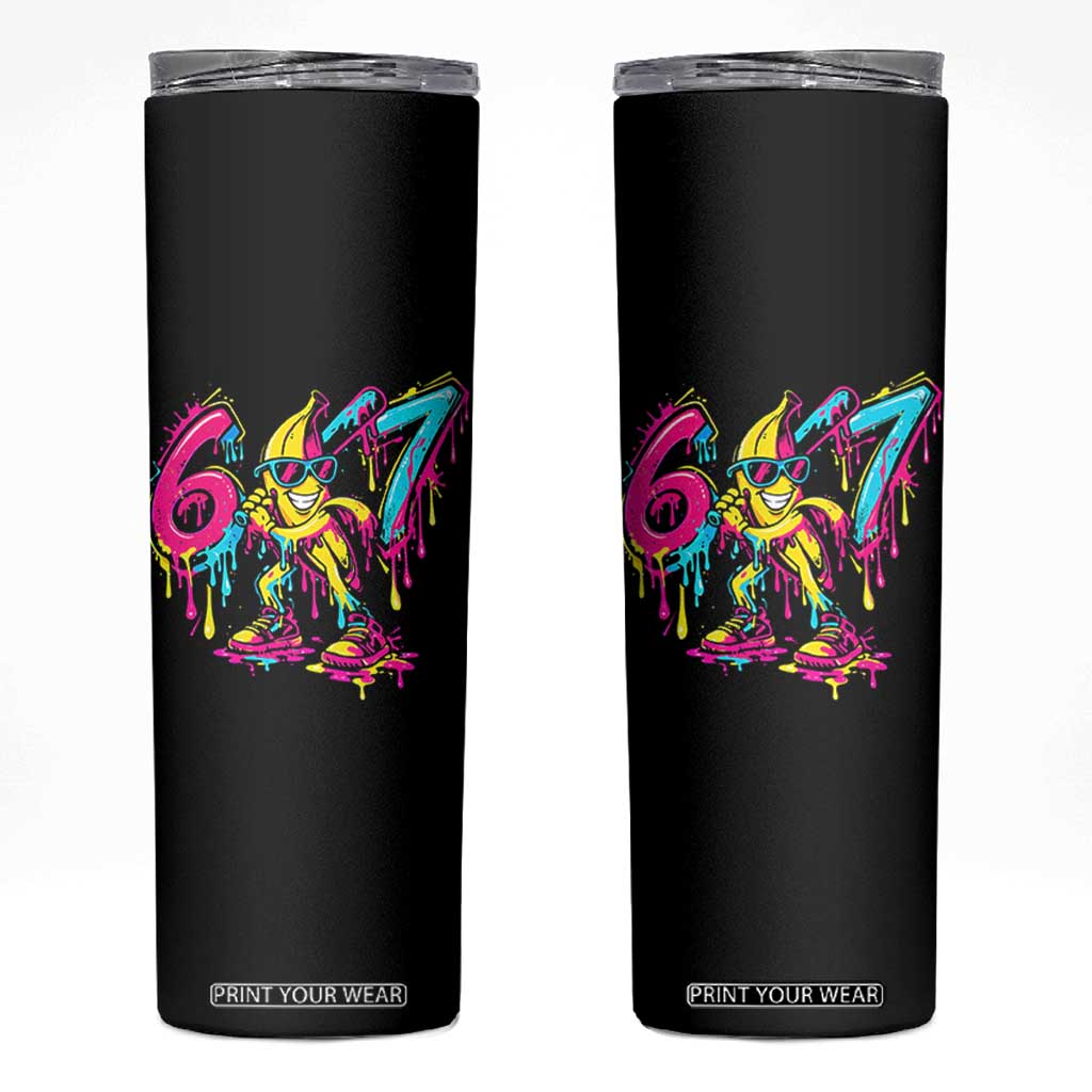 Funny 67 Banana Baseball Drip Ice Cream Six Seven Meme Skinny Tumbler TS11 Black Print Your Wear