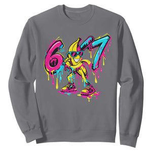 Funny 67 Banana Baseball Drip Ice Cream Six Seven Meme Sweatshirt TS11 Charcoal Print Your Wear