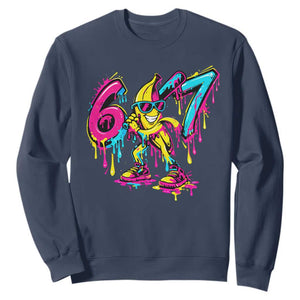 Funny 67 Banana Baseball Drip Ice Cream Six Seven Meme Sweatshirt TS11 Navy Print Your Wear