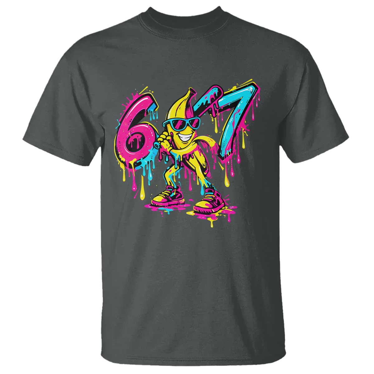 Funny 67 Banana Baseball Drip Ice Cream Six Seven Meme T Shirt TS11 Dark Heather Print Your Wear