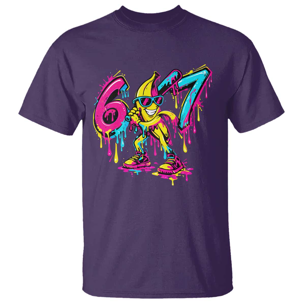Funny 67 Banana Baseball Drip Ice Cream Six Seven Meme T Shirt TS11 Purple Print Your Wear