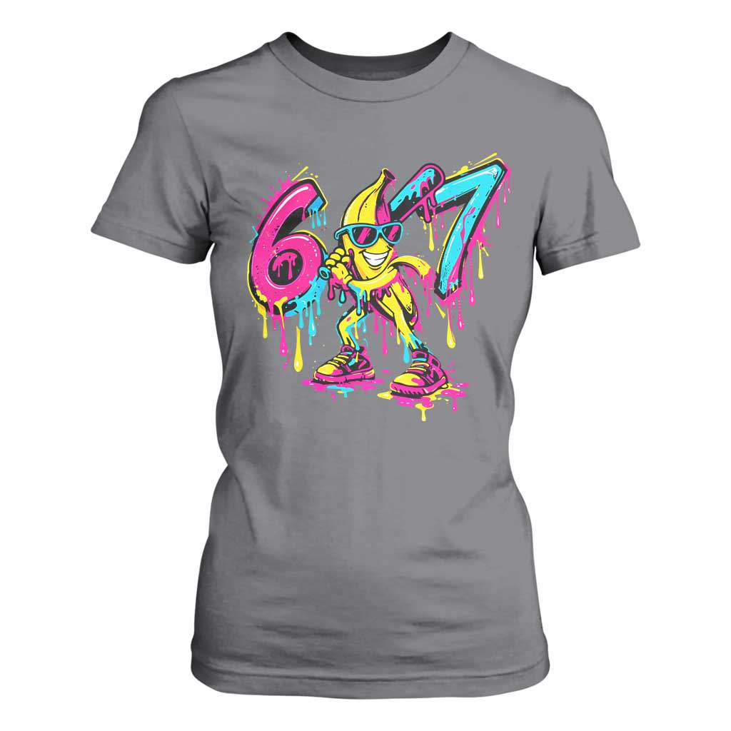 Funny 67 Banana Baseball Drip Ice Cream Six Seven Meme T Shirt For Women TS11 Charcoal Print Your Wear
