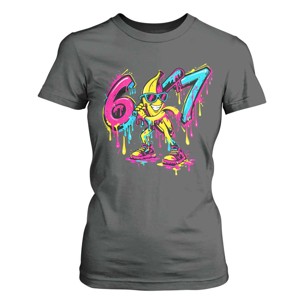 Funny 67 Banana Baseball Drip Ice Cream Six Seven Meme T Shirt For Women TS11 Dark Heather Print Your Wear
