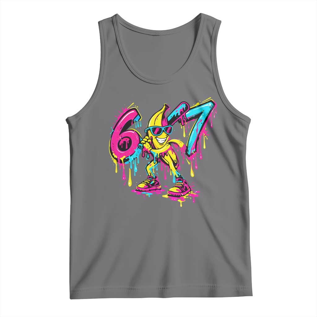 Funny 67 Banana Baseball Drip Ice Cream Six Seven Meme Tank Top TS11 Black Heather Print Your Wear