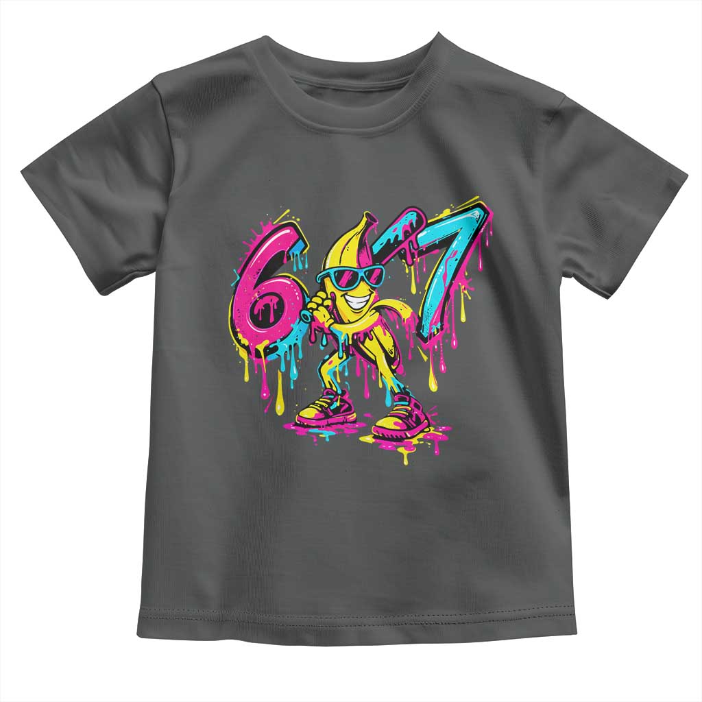 Funny 67 Banana Baseball Drip Ice Cream Six Seven Meme Toddler T Shirt TS11 Dark Heather Print Your Wear
