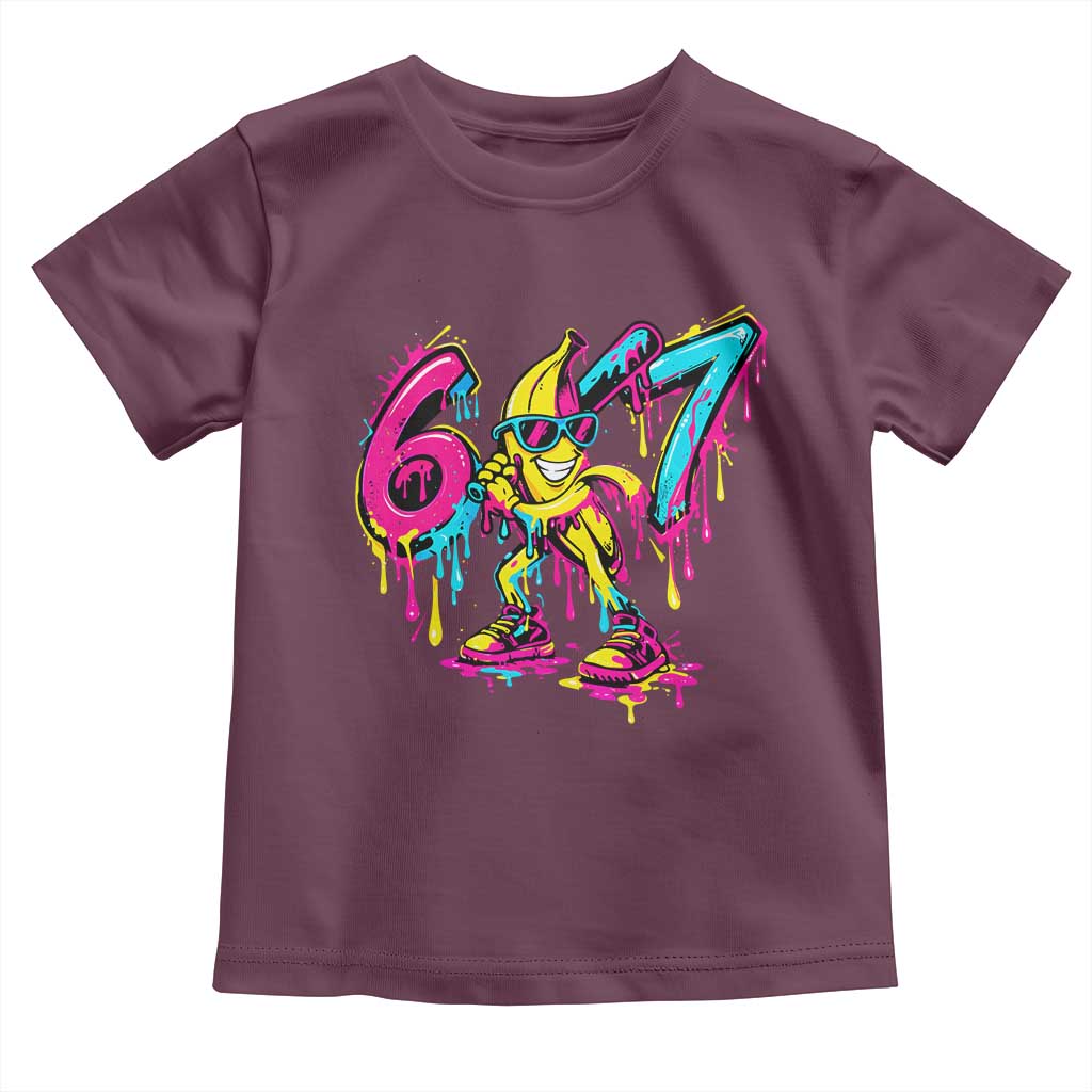 Funny 67 Banana Baseball Drip Ice Cream Six Seven Meme Toddler T Shirt TS11 Maroon Print Your Wear