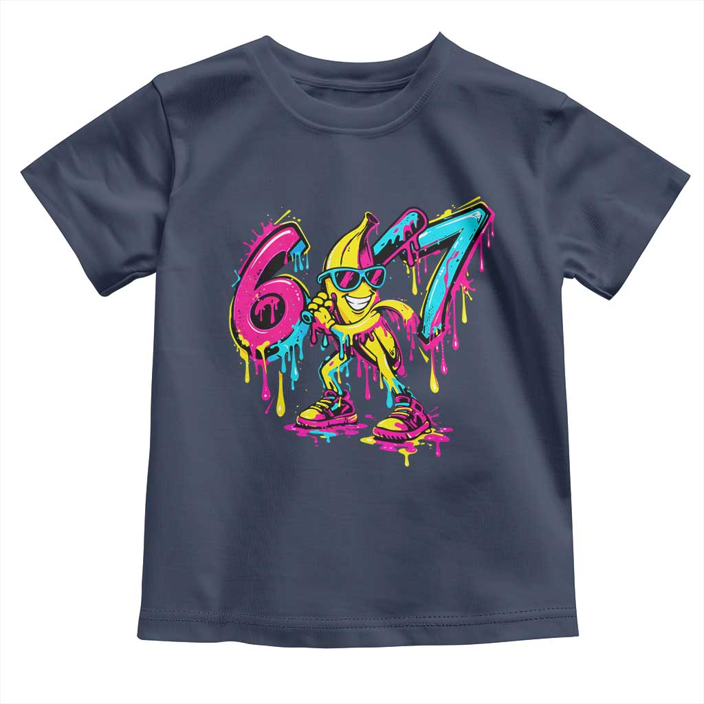 Funny 67 Banana Baseball Drip Ice Cream Six Seven Meme Toddler T Shirt TS11 Navy Print Your Wear