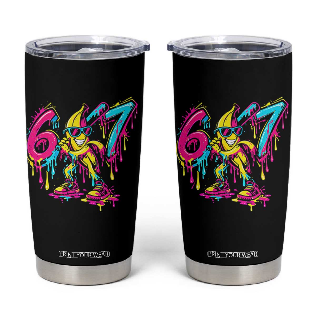 Funny 67 Banana Baseball Drip Ice Cream Six Seven Meme Tumbler Cup TS11 Black Print Your Wear