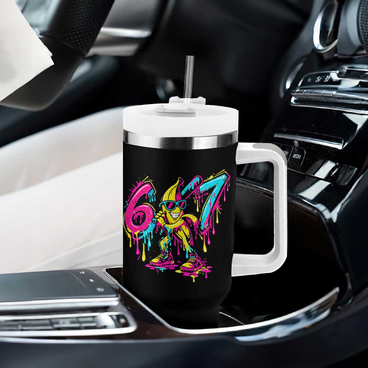 Funny 67 Banana Baseball Drip Ice Cream Six Seven Meme Tumbler With Handle TS11 Print Your Wear