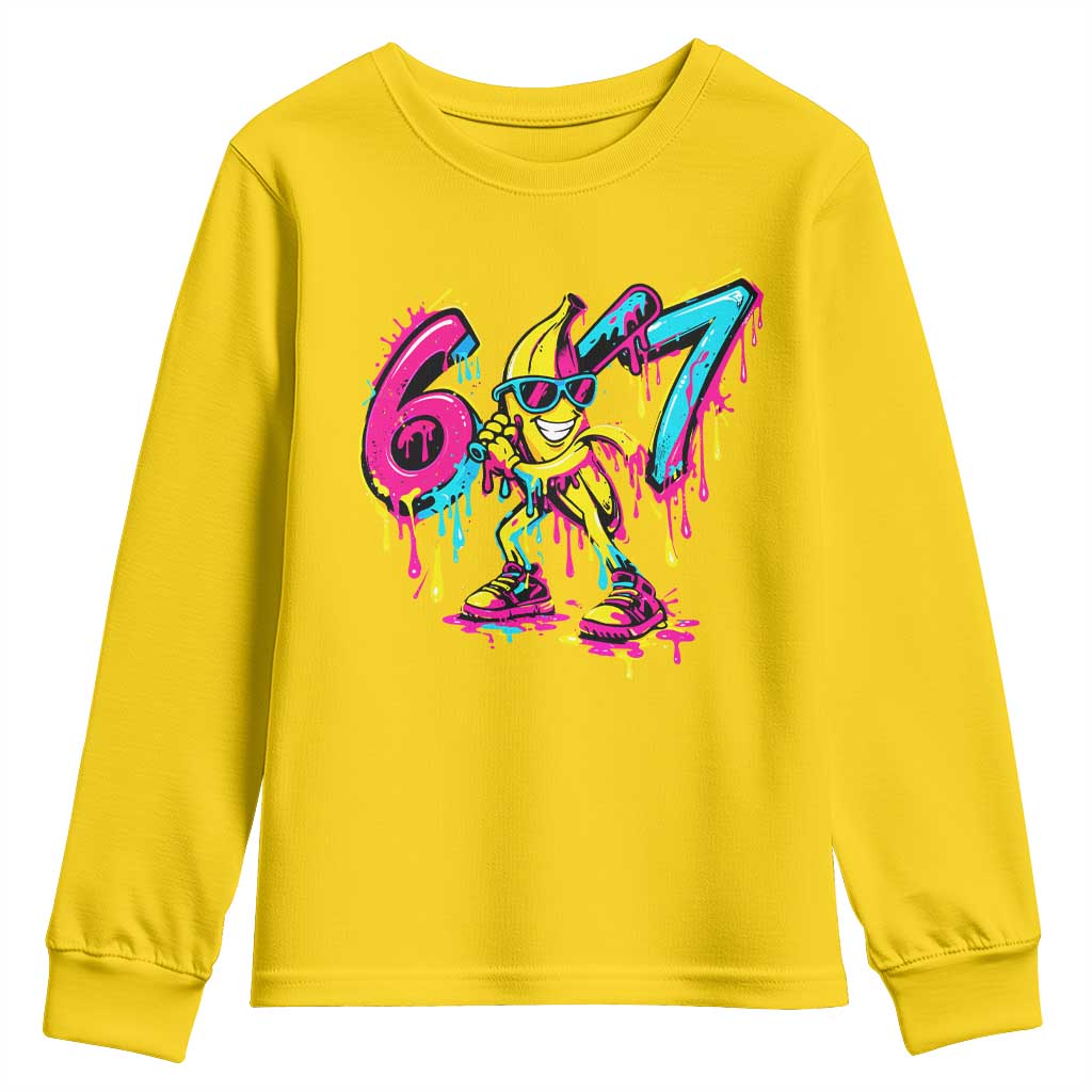 Funny 67 Banana Baseball Drip Ice Cream Six Seven Meme Youth Sweatshirt TS11 Daisy Print Your Wear