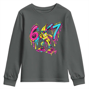 Funny 67 Banana Baseball Drip Ice Cream Six Seven Meme Youth Sweatshirt TS11 Dark Heather Print Your Wear