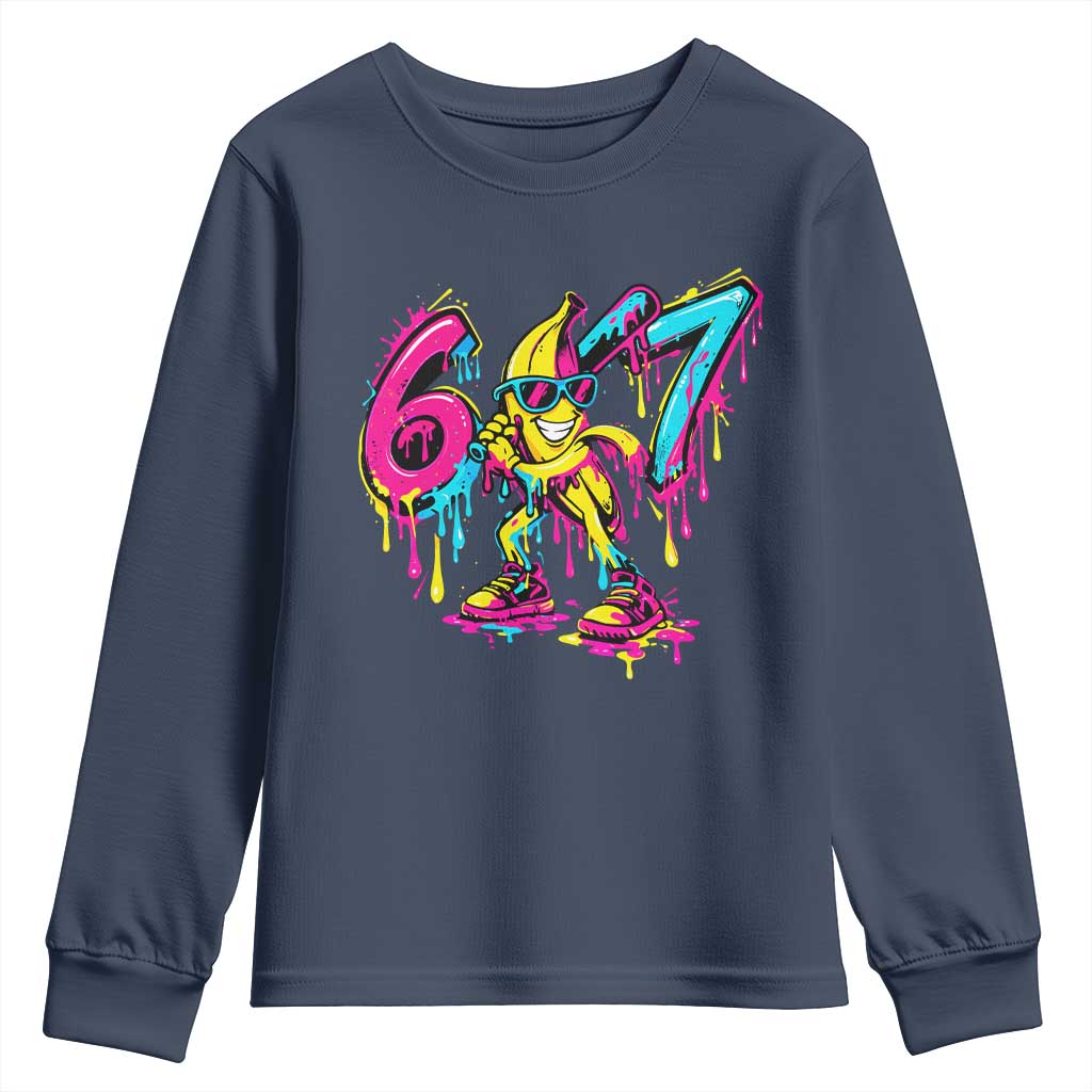 Funny 67 Banana Baseball Drip Ice Cream Six Seven Meme Youth Sweatshirt TS11 Navy Print Your Wear