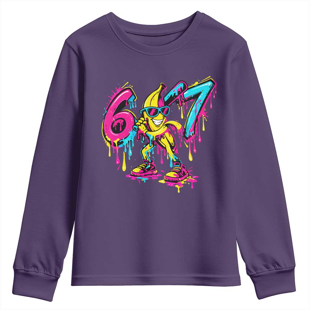 Funny 67 Banana Baseball Drip Ice Cream Six Seven Meme Youth Sweatshirt TS11 Purple Print Your Wear