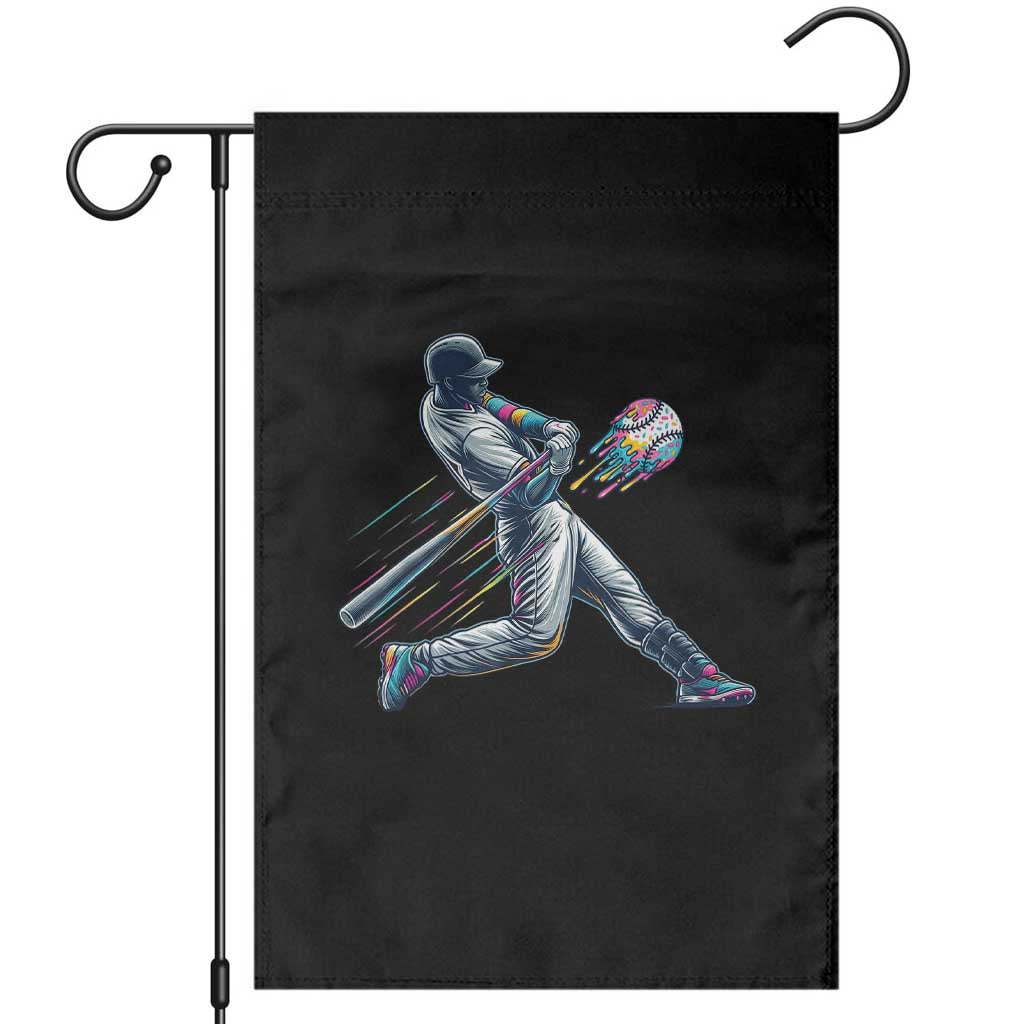 Ice Cream Baseball Player Dripping Game Day Garden Flag TS11 Black Print Your Wear