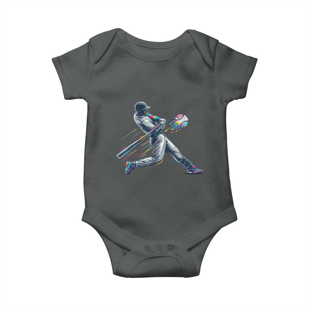 Ice Cream Baseball Player Dripping Game Day Baby Onesie TS11 Dark Heather Print Your Wear