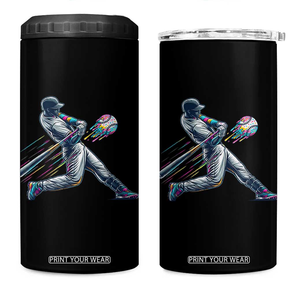 Ice Cream Baseball Player Dripping Game Day 4 in 1 Can Cooler Tumbler TS11 One Size: 16 oz Black Print Your Wear
