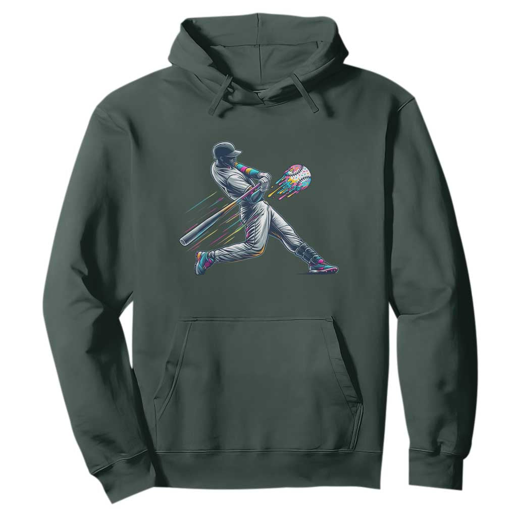 Ice Cream Baseball Player Dripping Game Day Hoodie TS11 Dark Forest Green Print Your Wear