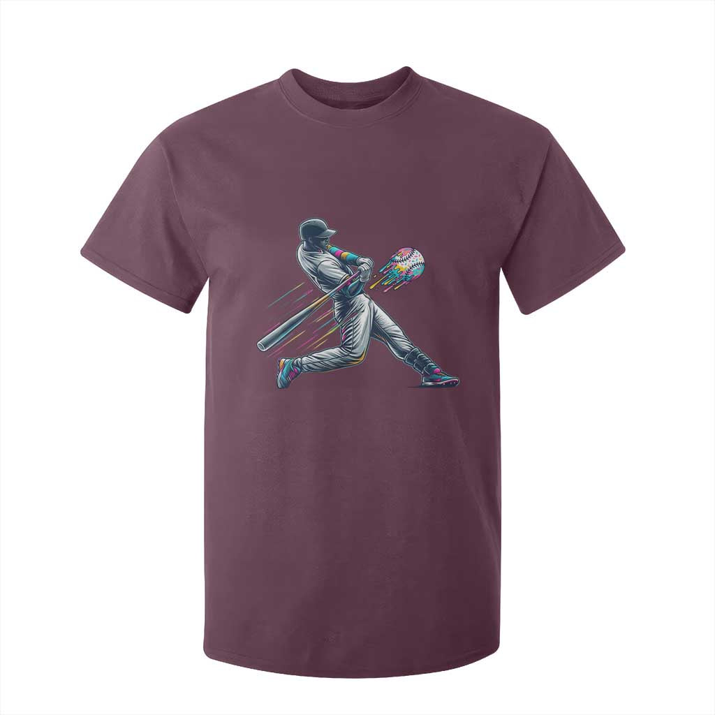 Ice Cream Baseball Player Dripping Game Day T Shirt For Kid TS11 Maroon Print Your Wear