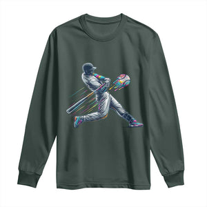 Ice Cream Baseball Player Dripping Game Day Long Sleeve Shirt TS11 Dark Forest Green Print Your Wear