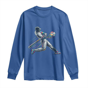 Ice Cream Baseball Player Dripping Game Day Long Sleeve Shirt TS11 Royal Blue Print Your Wear