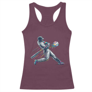 Ice Cream Baseball Player Dripping Game Day Racerback Tank Top TS11 Maroon Print Your Wear