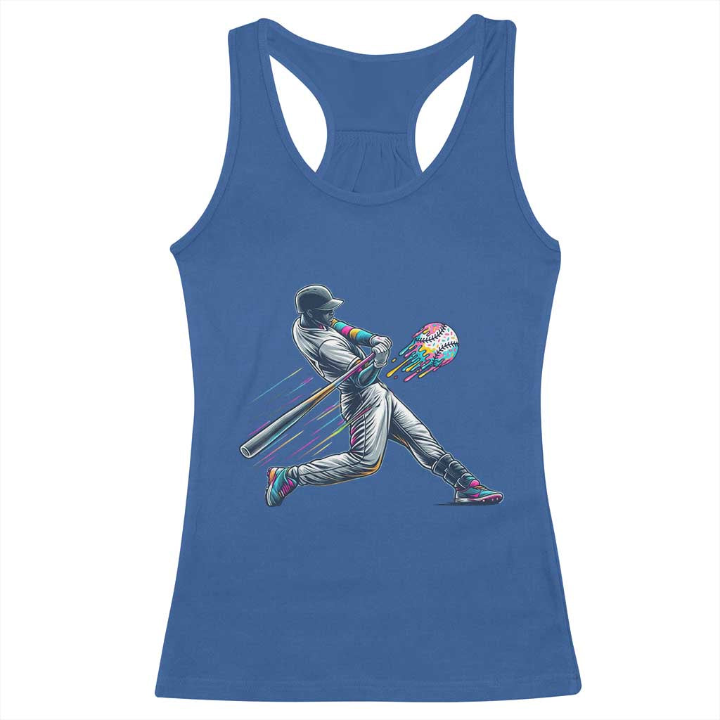 Ice Cream Baseball Player Dripping Game Day Racerback Tank Top TS11 Royal Blue Print Your Wear