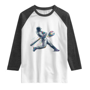 Ice Cream Baseball Player Dripping Game Day Raglan Shirt TS11 White Heather Charcoal Print Your Wear