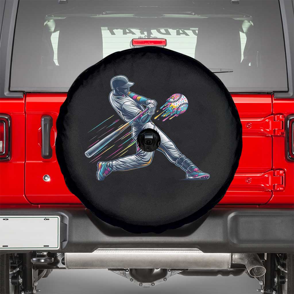Ice Cream Baseball Player Dripping Game Day Spare Tire Cover TS11 Black Print Your Wear