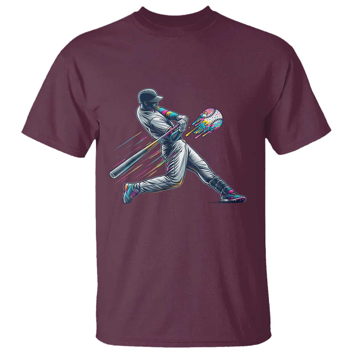 Ice Cream Baseball Player Dripping Game Day T Shirt TS11 Maroon Print Your Wear