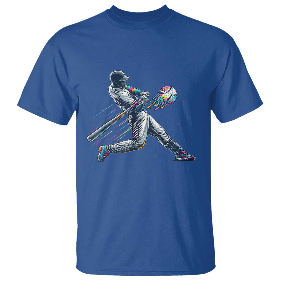 Ice Cream Baseball Player Dripping Game Day T Shirt TS11 Royal Blue Print Your Wear