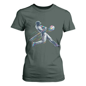 Ice Cream Baseball Player Dripping Game Day T Shirt For Women TS11 Dark Forest Green Print Your Wear