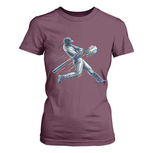 Ice Cream Baseball Player Dripping Game Day T Shirt For Women TS11 Maroon Print Your Wear