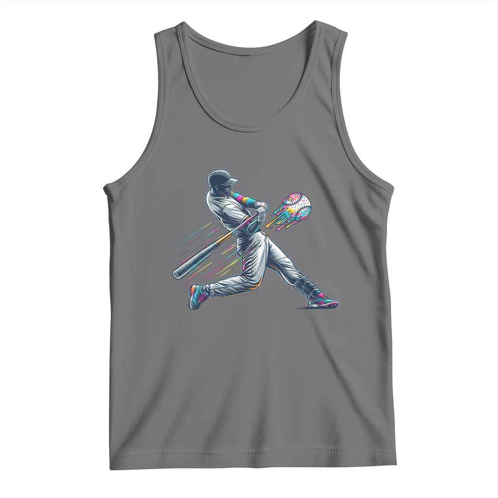 Ice Cream Baseball Player Dripping Game Day Tank Top TS11 Black Heather Print Your Wear