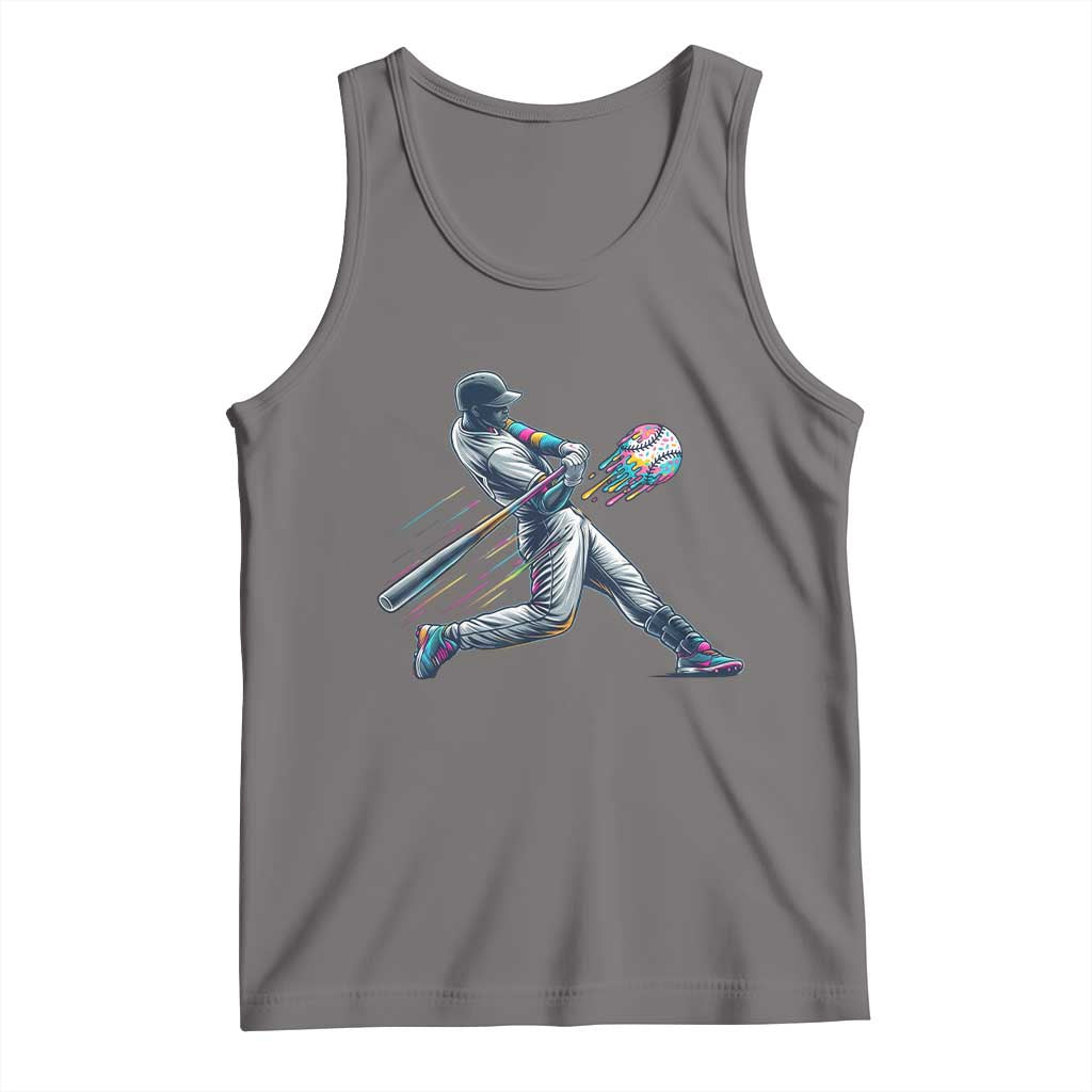 Ice Cream Baseball Player Dripping Game Day Tank Top TS11 Deep Heather Print Your Wear