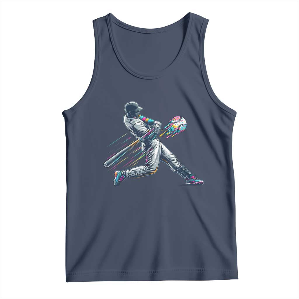Ice Cream Baseball Player Dripping Game Day Tank Top TS11 Navy Print Your Wear