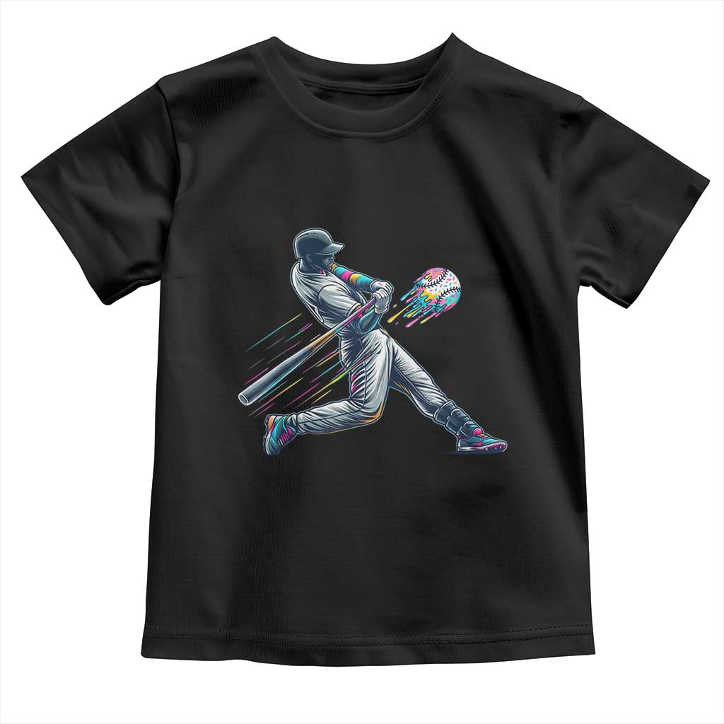 Ice Cream Baseball Player Dripping Game Day Toddler T Shirt TS11 Black Print Your Wear
