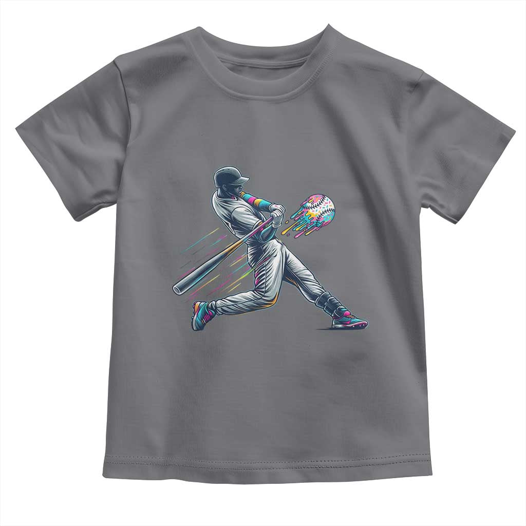 Ice Cream Baseball Player Dripping Game Day Toddler T Shirt TS11 Charcoal Print Your Wear
