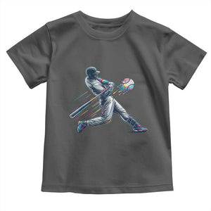 Ice Cream Baseball Player Dripping Game Day Toddler T Shirt TS11 Dark Heather Print Your Wear