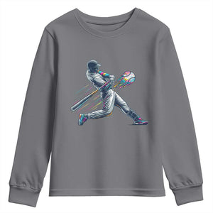 Ice Cream Baseball Player Dripping Game Day Youth Sweatshirt TS11 Charcoal Print Your Wear