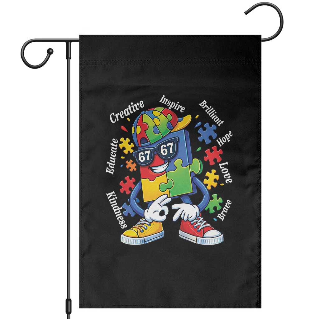 Funny 67 Autism Awareness Garden Flag Six Seven Puzzle Meme Creative Brilliant Hope Love Kindness TS11 Black Print Your Wear