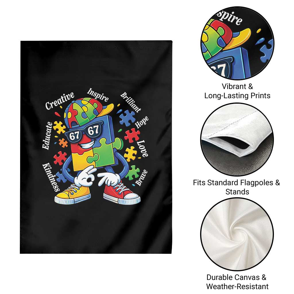 Funny 67 Autism Awareness Garden Flag Six Seven Puzzle Meme Creative Brilliant Hope Love Kindness TS11 Print Your Wear