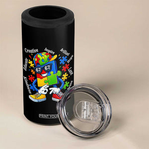 Funny 67 Autism Awareness 4 in 1 Can Cooler Tumbler Six Seven Puzzle Meme Creative Brilliant Hope Love Kindness TS11 Print Your Wear