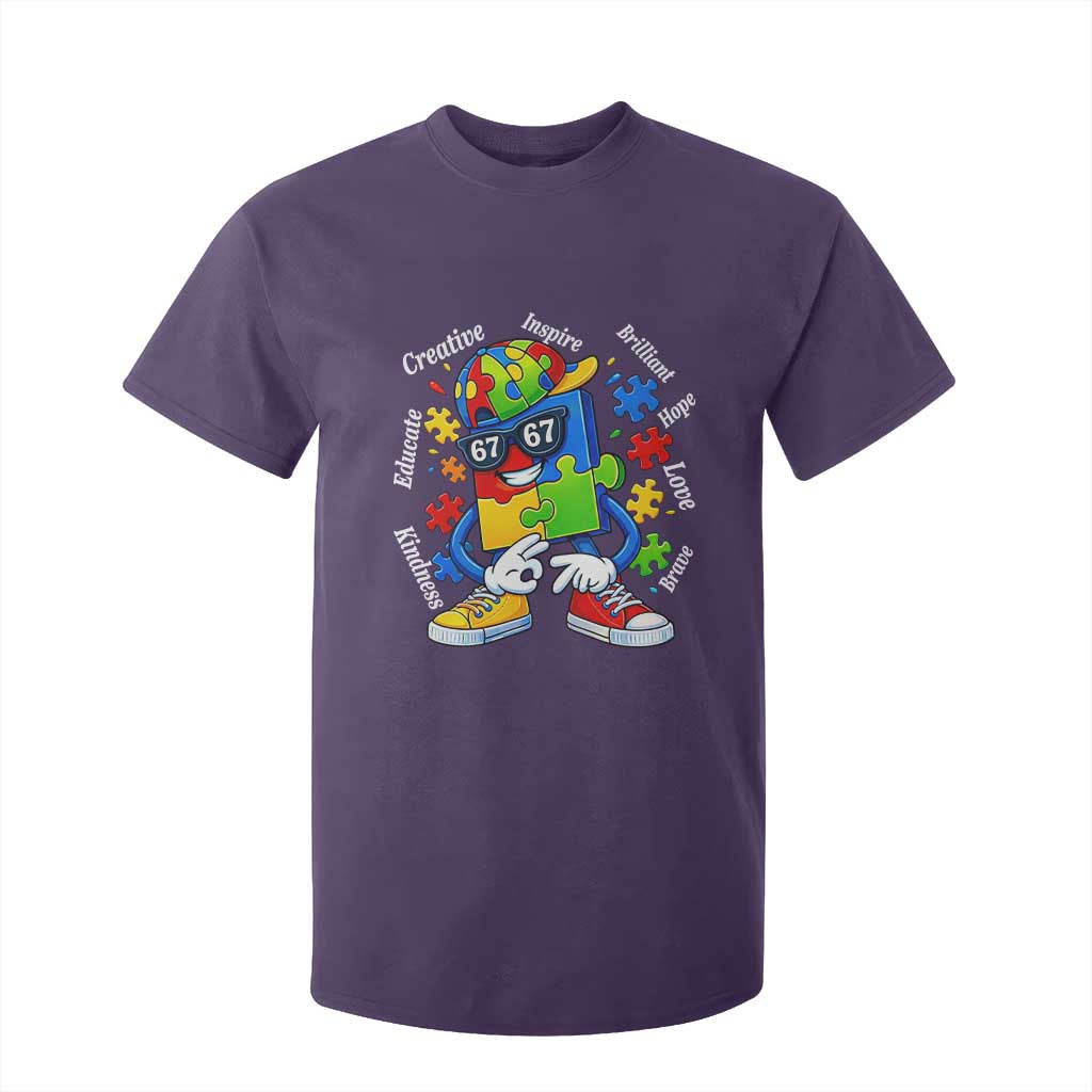 Funny 67 Autism Awareness T Shirt For Kid Six Seven Puzzle Meme Creative Brilliant Hope Love Kindness TS11 Purple Print Your Wear