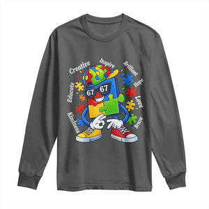 Funny 67 Autism Awareness Long Sleeve Shirt Six Seven Puzzle Meme Creative Brilliant Hope Love Kindness TS11 Dark Heather Print Your Wear