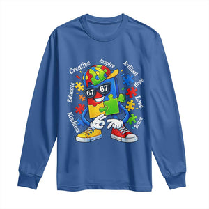 Funny 67 Autism Awareness Long Sleeve Shirt Six Seven Puzzle Meme Creative Brilliant Hope Love Kindness TS11 Royal Blue Print Your Wear