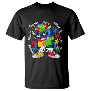Funny 67 Autism Awareness T Shirt Six Seven Puzzle Meme Creative Brilliant Hope Love Kindness TS11 Black Print Your Wear