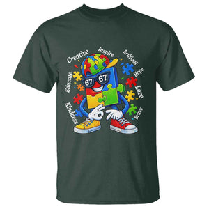Funny 67 Autism Awareness T Shirt Six Seven Puzzle Meme Creative Brilliant Hope Love Kindness TS11 Dark Forest Green Print Your Wear