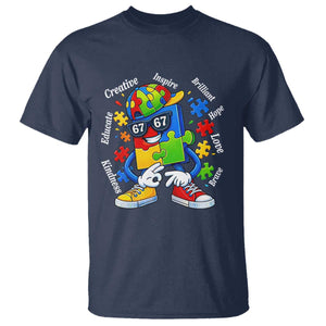 Funny 67 Autism Awareness T Shirt Six Seven Puzzle Meme Creative Brilliant Hope Love Kindness TS11 Navy Print Your Wear