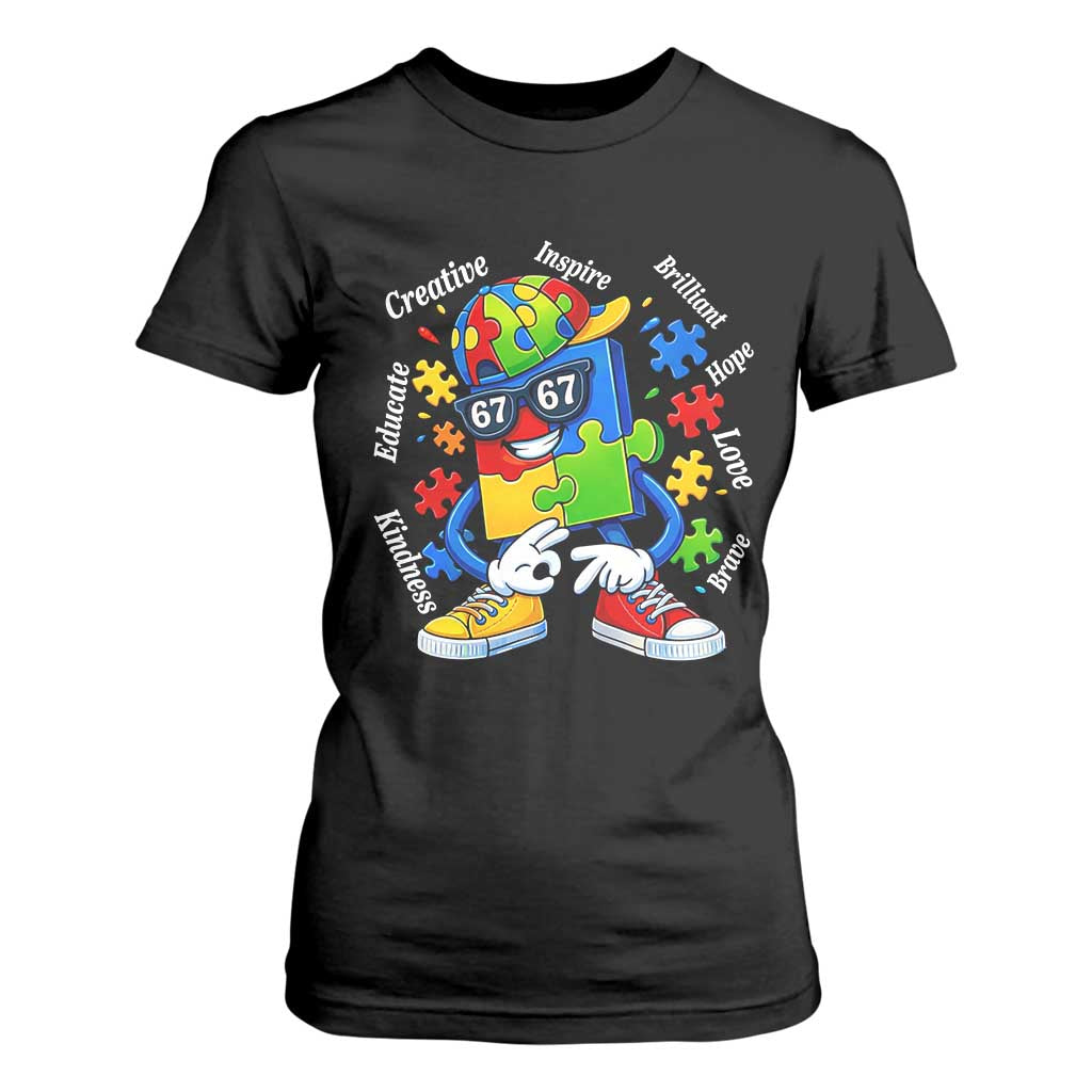 Funny 67 Autism Awareness T Shirt For Women Six Seven Puzzle Meme Creative Brilliant Hope Love Kindness TS11 Black Print Your Wear